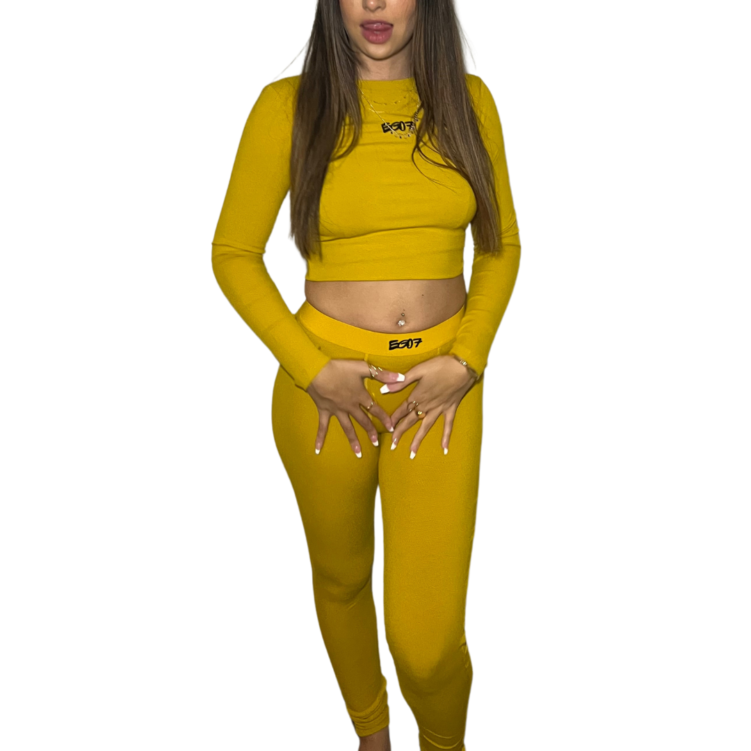 YELLOW LOGO LEGGINGS